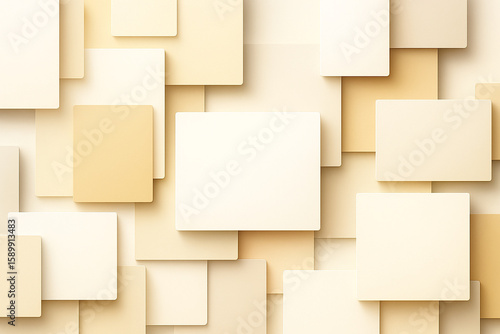 Wallpaper Mural Abstract geometric pattern of overlapping cream and beige squares with soft shadows Torontodigital.ca