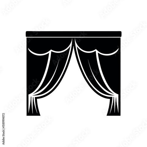 Velvet Curtain Stage Line Icon Vector Illustration