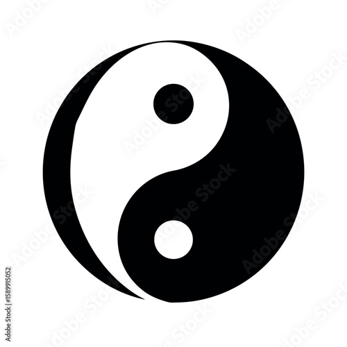 Yin Yang Symbol with Modern Twist Icon Vector Illustration
