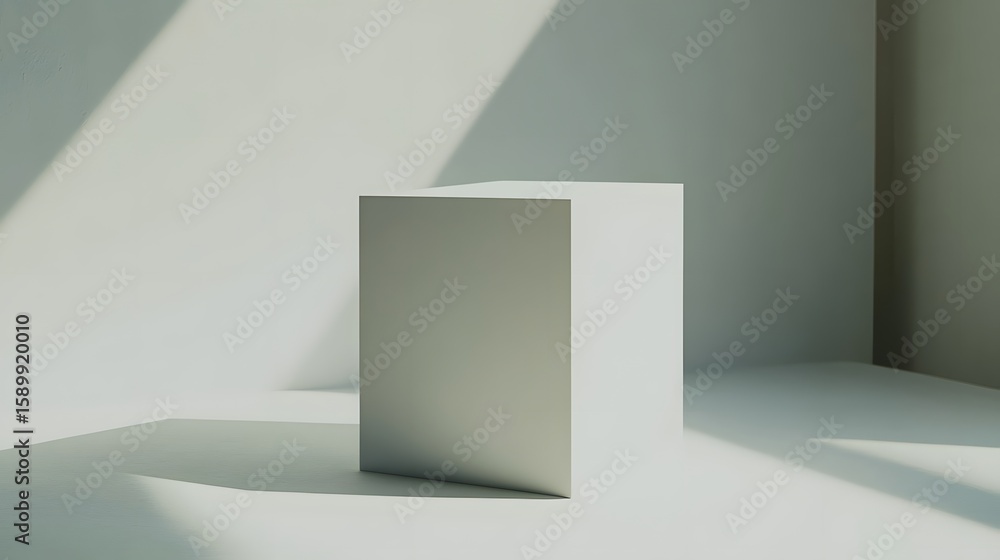 Fototapeta premium Minimalist White Cube Product Display Platform Mockup