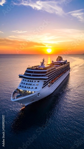 Majestic cruise ship at sunset