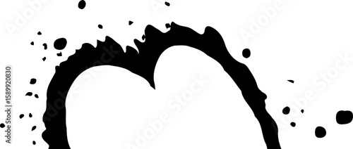 Connected ink blobs arranged in a central hollow semicircle pattern.