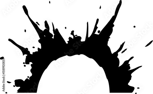 Detailed ink drop design with a hollow semicircle in the center.