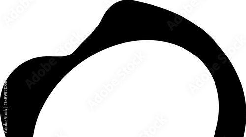 Dense ink splotch with central hollow semicircle shape.