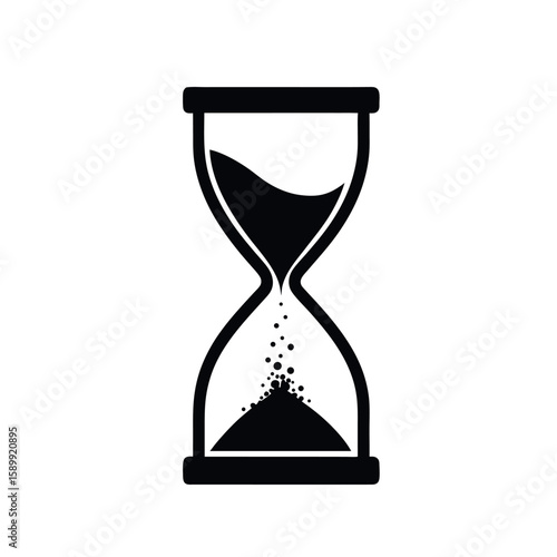 Minimalist hourglass with falling sand. Vector line art icon symbolizing time, deadlines, countdowns, patience, or productivity. Clean and modern design for digital use.