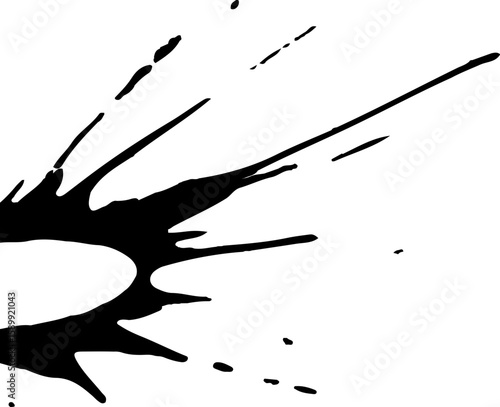 Fast ink splash design with central hollow semicircle.