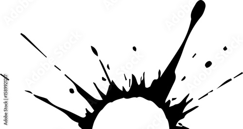 Grainy ink spot with a central hollow semicircle.