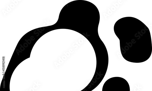 Ink drop cluster with central hollow semicircle.
