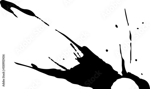 Ink jet spatter design with a central hollow semicircle.