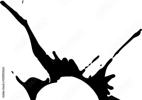 Jagged ink drip design with a central hollow semicircle.