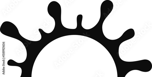 Large ink explosion design with a central hollow semicircle.