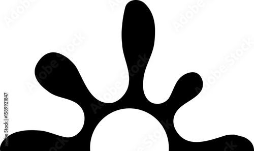 Ink shape design with a petal form and a central hollow semicircle.