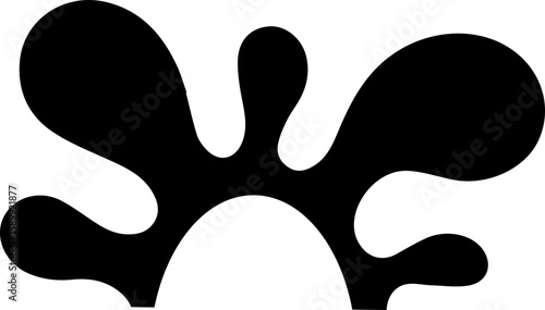 Micro ink splash design with a petal shape and a central hollow semicircle.