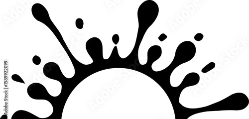 Sharp ink star design with a central hollow semicircle.