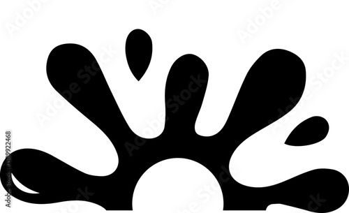 Tiny ink blot splash design with a central hollow semicircle.