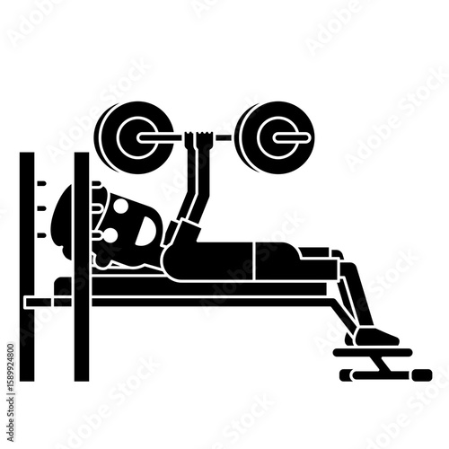 Illustration of Man Doing Barbell Bench Press Exercise