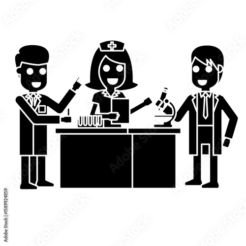 Illustration of Nurse getting lab results from Medical Technologist