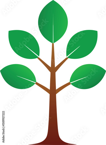 Vibrant Green Sapling Nature's Growth,  Springtime Illustration