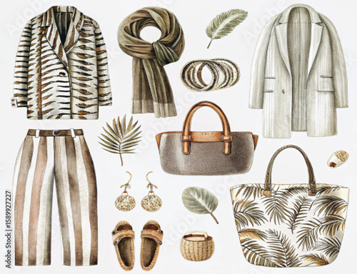 Earthy Elegance – Neutral Fashion & Accessories Flat Lay