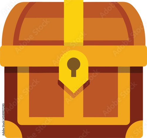 Vintage Wooden Treasure Chest  A Retro Illustration of a Locked Chest