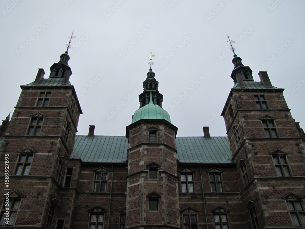 Fototapeta premium Towers of the Rosenborg Castle (Rosenborg Slot) in Copenhagen, Denmark