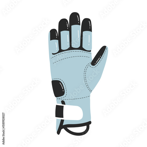 Fencing glove with padded fingers and extended cuff, flat vector illustration, realistic sports equipment design