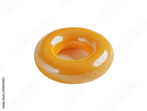 Orange Glossy Torus Shape on Transparent Background