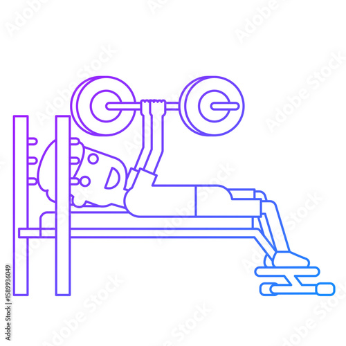 Illustration of Man Doing Barbell Bench Press Exercise