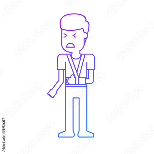 Illustration of a Sick Man with Arm in a Sling