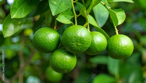 Wallpaper Mural Fresh limes hanging on a tree branch Torontodigital.ca