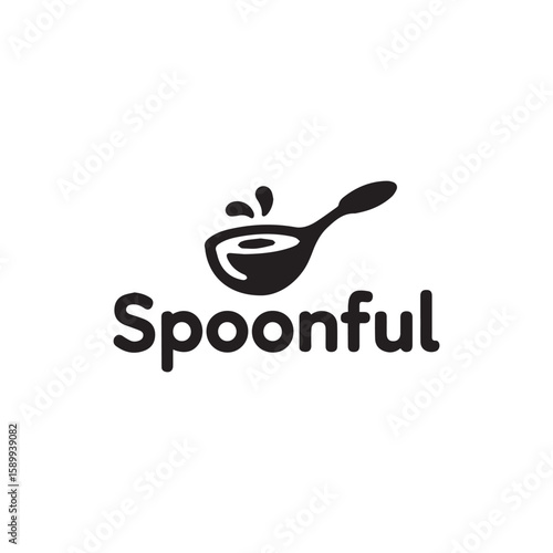 Spoonful Logo Minimalist Spoon with Splash for Food, App, or Cooking Brand