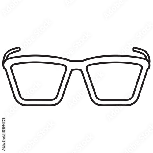 Black outline icon of square framed eyeglasses spectacles eyewear