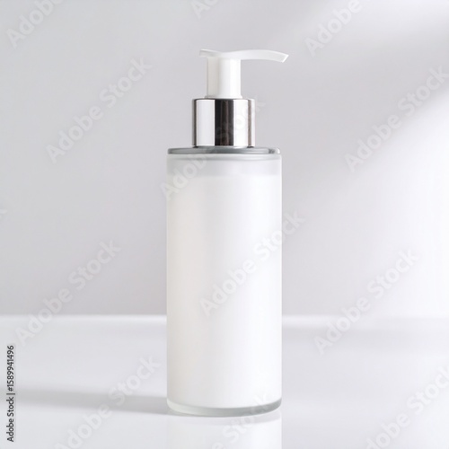 Minimalist pump bottle mockups for cosmetics or liquid soap on white background, clean packaging design
