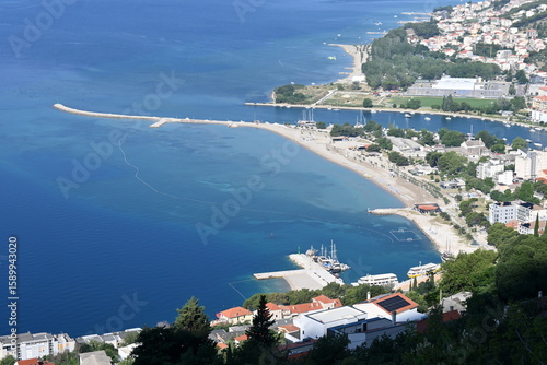 Fototapeta Naklejka Na Ścianę i Meble -  beach, Adriatic Sea, Omiš, Croatia, Europe, water, panorama, canyon, beach, city, vacation,