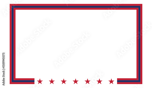 Patriotic Red and Blue Rectangular Frame with Stars – USA Independence Day Design, Fourth of July , American Patriotic Frame with Stars
