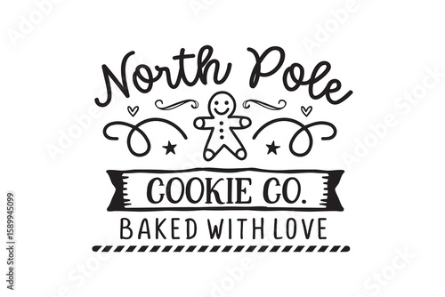 North Pole Cookie Co. Christmas Sign SVG Typography Design