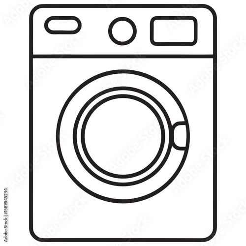 Outline icon of a front loading washing machine with controls appliance home