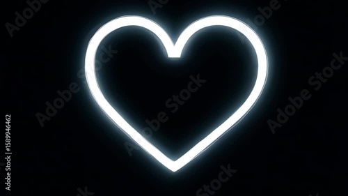 single-line white heart being drawn on black background