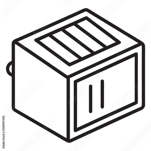 Simple isometric outline of a black solar inverter box electronic device technology