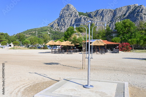 Fototapeta Naklejka Na Ścianę i Meble -  beach, Adriatic Sea, Omiš, Croatia, Europe, water, panorama, canyon, beach, city, vacation,