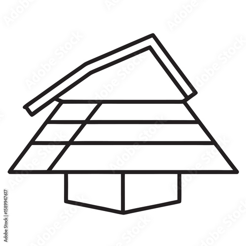 Simple outline of a tiered roof structure icon geometric