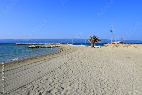 Fototapeta Naklejka Na Ścianę i Meble -  beach, Adriatic Sea, Omiš, Croatia, Europe, water, panorama, canyon, beach, city, vacation,