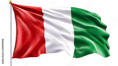 Waving Italian Flag, isolated on transparent background