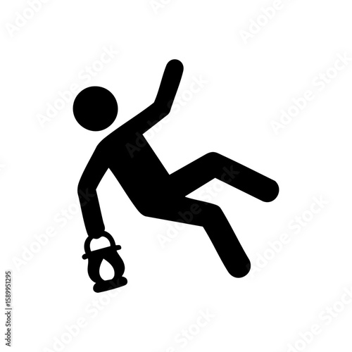 a man falling holding a latern