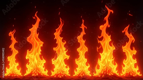 Wallpaper Mural Animated flames rising against a dark background creating a fiery visual display effect Torontodigital.ca