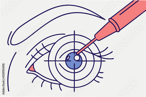 Target reticle over a human eye, symbolizing laser or glaucoma surgery procedures and precision vision correction.