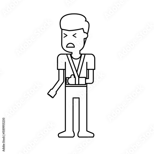 Illustration of a Sick Man with Arm in a Sling