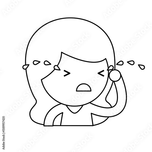 Illustration of a Girl Crying