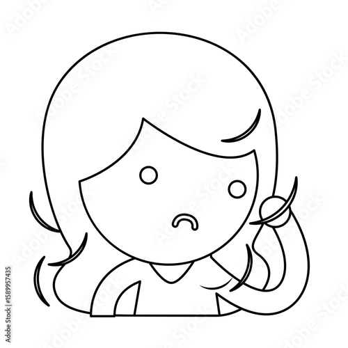 Illustration of a Girl Have Hair Falling