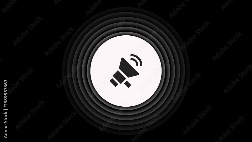 A hand mike icon mic microphone. Speaker sign. 4K Video motion graphic animation.